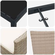 Комплект за хранене в градината 5 pcs Бежово полиратан