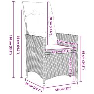 Комплект маса и столове с възглавница 5 pcs Сив ПЕ ратан