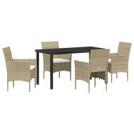 Комплект за хранене в градината 5 pcs Бежово полиратан