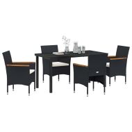 Комплект за хранене в градината 5 pcs Черно полиратан