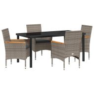 Комплект за хранене в градината 5 pcs Сив полиратан