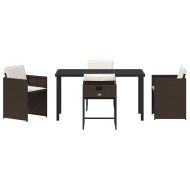 Комплект за хранене в градината 5 pcs Кафяво полиратан