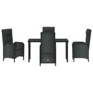 Комплект за хранене в градината 5 pcs Черно полиратан