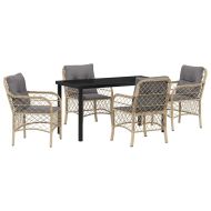 Комплект за хранене в градината 5 pcs Бежово полиратан