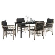 Комплект за хранене в градината 5 pcs Светлосиво полиратан