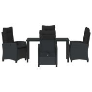 Комплект за хранене в градината 5 pcs Черно полиратан