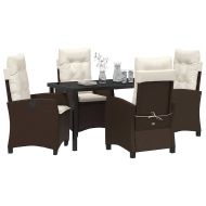 Комплект за хранене в градината 5 pcs Кафяво полиратан