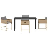 Комплект за хранене в градината 5 pcs Бежово полиратан