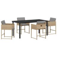 Комплект за хранене в градината 5 pcs Бежово полиратан