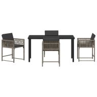 Комплект за хранене в градината 5 pcs Сив полиратан