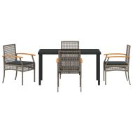 Комплект за хранене в градината 5 pcs Сив и черен Ратан