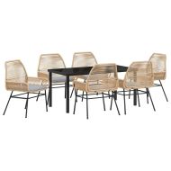 Комплект за хранене в градината 7 pcs Кафяво полиратан