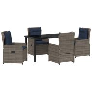 Комплект за хранене в градината 5 pcs Сив Полиратан