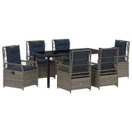 Комплект за хранене в градината 7 pcs Сив полиратан