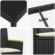 Комплект за хранене в градината 5 pcs Черно полиратан