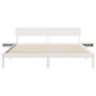 Рамка за легло с таблото Бяло 200 x 200 cm Солидно борово дърво
