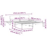 Рамка за легло с таблото Бяло 200 x 200 cm Солидно борово дърво