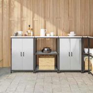 Комплект за кухненско съхранение с рафт с врата 3 pcs Сребрист