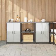 Комплект за кухненско съхранение с рафт с врата 3 pcs Сребрист