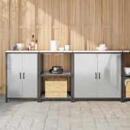 Комплект за кухненско съхранение с рафт с врата 3 pcs Сребрист