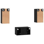 Комплект ТВ шкаф 3 pcs Черния дъб Инженерно дърво