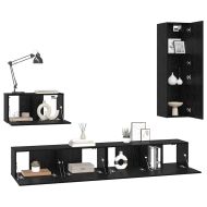 Стенен ТВ шкаф 4 pcs Черния дъб Инженерно дърво