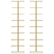 Стойки за вино за 9 бутилки стенен монтаж 2 бр златисти желязо