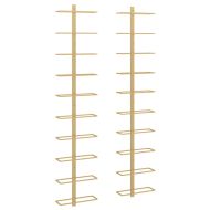 Стенни стойки за вино за 10 бутилки 2 бр златисти метални