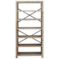Библиотека с 6 рафта, 80x30x170 см, акациево дърво масив