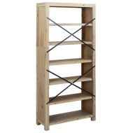 Библиотека с 6 рафта, 80x30x170 см, акациево дърво масив