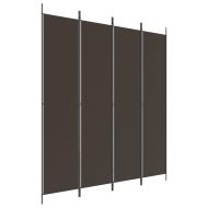Параван за стая, 4 панела, кафяв, 200x220 cм, плат