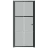 Интериорна врата, 93x201,5 см, черен мат, стъкло и алуминий