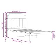 Метална рамка за легло с горна табла, черна, 80x200 см
