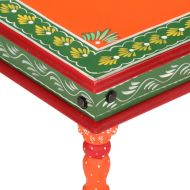 Маса за кафе, оранжева, ръчно рисувана, мангово дърво масив