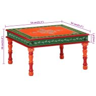 Маса за кафе, оранжева, ръчно рисувана, мангово дърво масив