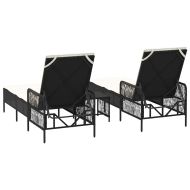 Шезлонг 3 pcs Черно и кремаво бяло 55 x 200 x 92 см полиратан