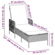 Шезлонг с възглавница 3 pcs Бежов и кремаво бял полиратан