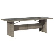 Градинска маса със стъклен плот сива 240x90x75 см полиратан