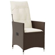 Накланящ се градински стол с възглавници кафяв полиратан