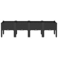 Градинска кашпа с крака, черна, 160x40x42 см, PP