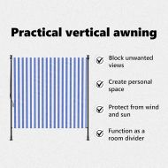 Външна ролетна щора, синьо и бяло, 200x270 см, плат и стомана