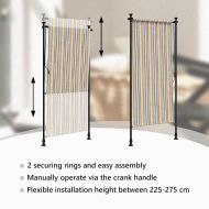 Външна ролетна щора, жълто и бяло, 120x270 см, плат и стомана