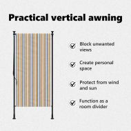 Външна ролетна щора, жълто и бяло, 120x270 см, плат и стомана