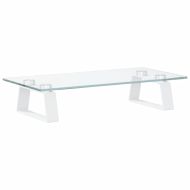 Стойка за монитор, бяла, 40x20x8 см, закалено стъкло и метал
