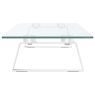 Стойка за монитор, бяла, 80x20x8 см, закалено стъкло и метал