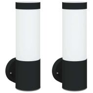 Външна стенна лампа 2 pcs Черно 12 x 8,5 x 27 см
