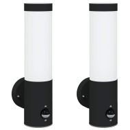 Външна стенна лампа 2 pcs Черно 12 x 8,5 x 29 см