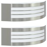 Външна стенна лампа 2 pcs Сребрист 32 x 10 x 10 см