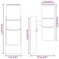 Външна стенна лампа 2 pcs Сребрист 7 x 10 x 22 см