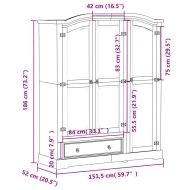 Гардероб "Corona" 151,5x52x186 см бор масив